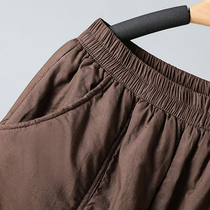 Damskie spodnie haremowe z kieszeniami i elastyczną talią z motywem Buddha Stones, bawełniane, termiczne, skrócone, o długości 7-8 - image 5