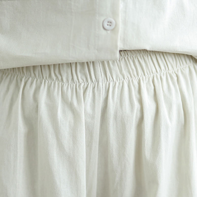 Buddha Stones, 2 szt., jesień, jednolity kolor, bawełniana koszula z guzikami, długie rękawy, spodnie do kostek, szerokie nogawki, zestaw damski z kieszeniami - image 9