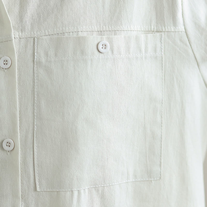 Buddha Stones, 2 szt., jesień, jednolity kolor, bawełniana koszula z guzikami, długie rękawy, spodnie do kostek, szerokie nogawki, zestaw damski z kieszeniami - image 7