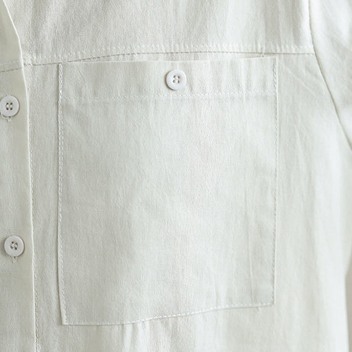 Buddha Stones, 2 szt., jesień, jednolity kolor, bawełniana koszula z guzikami, długie rękawy, spodnie do kostek, szerokie nogawki, zestaw damski z kieszeniami - image 7