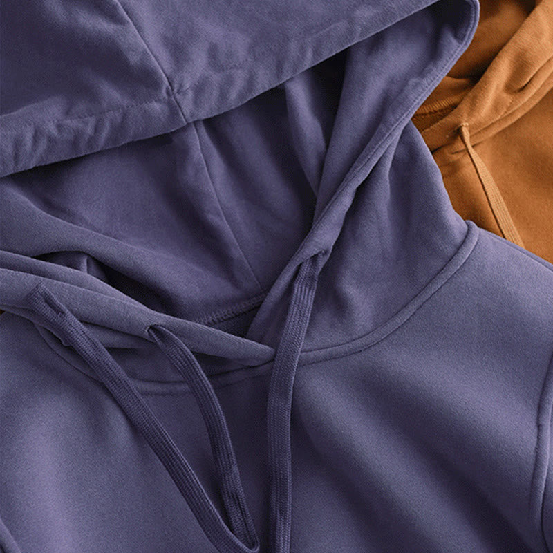 Bluza damska z kapturem z długim rękawem i kieszeniami, z kapturem "Buddha Stones Winter Solid Color", bawełniana, podszyta polarem - image 10