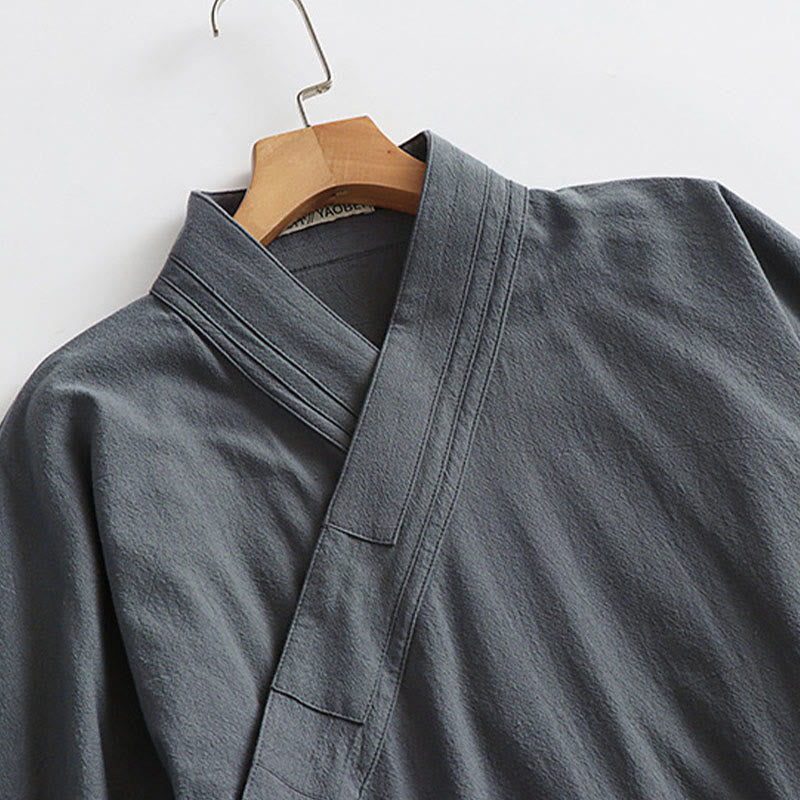 Buddha Stones 2 szt. Ceremonia Wudang Tai Chi Solidny długi rękaw Męski taoistyczny długi szlafrok kimono bez rękawów kamizelka - image 14