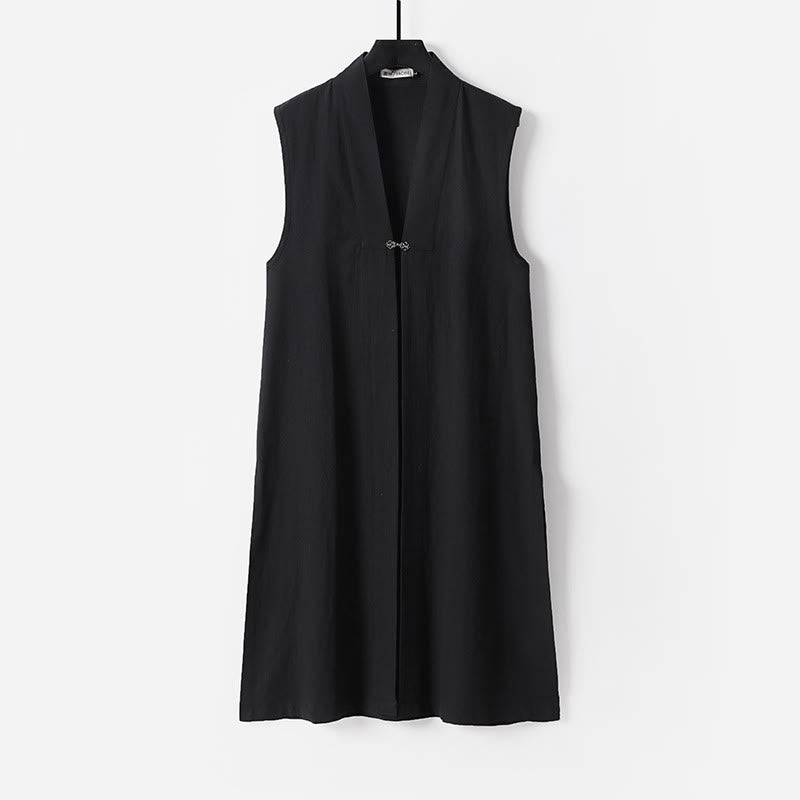 Buddha Stones 2 szt. Ceremonia Wudang Tai Chi Solidny długi rękaw Męski taoistyczny długi szlafrok kimono bez rękawów kamizelka - image 19