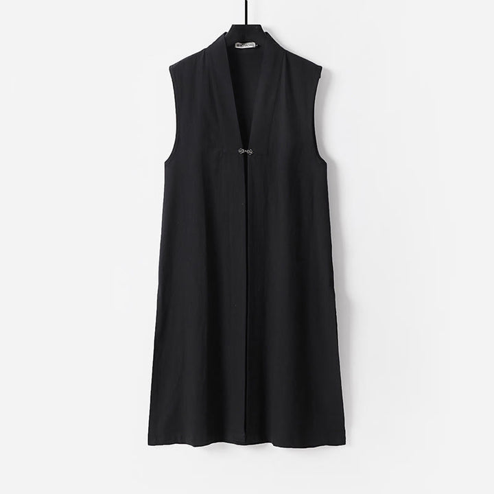 Buddha Stones 2 szt. Ceremonia Wudang Tai Chi Solidny długi rękaw Męski taoistyczny długi szlafrok kimono bez rękawów kamizelka - image 19