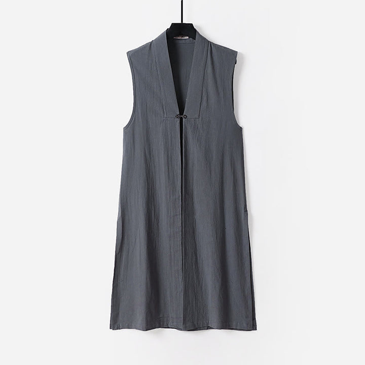 Buddha Stones 2 szt. Ceremonia Wudang Tai Chi Solidny długi rękaw Męski taoistyczny długi szlafrok kimono bez rękawów kamizelka - image 11