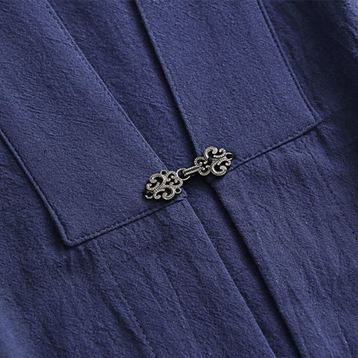 Buddha Stones 2 szt. Ceremonia Wudang Tai Chi Solidny długi rękaw Męski taoistyczny długi szlafrok kimono bez rękawów kamizelka - image 9