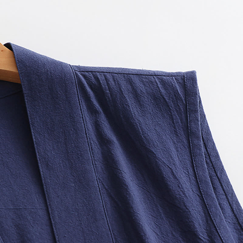 Buddha Stones 2 szt. Ceremonia Wudang Tai Chi Solidny długi rękaw Męski taoistyczny długi szlafrok kimono bez rękawów kamizelka - image 7