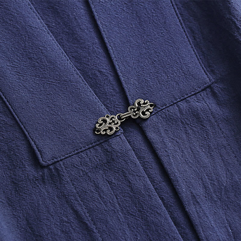 Buddha Stones 2 szt. Jesienny, jednolity, długi rękaw, męski taoistyczny szlafrok, sznurowany kimono, bezrękawnik, strój na ceremonię Qigong - image 25