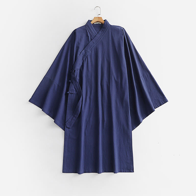 Buddha Stones 2 szt. Jesienny, jednolity, długi rękaw, męski taoistyczny szlafrok, sznurowany kimono, bezrękawnik, strój na ceremonię Qigong - image 18