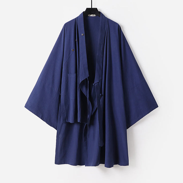 Buddha Stones 2 szt. Jesienny, jednolity, długi rękaw, męski taoistyczny szlafrok, sznurowany kimono, bezrękawnik, strój na ceremonię Qigong - image 19