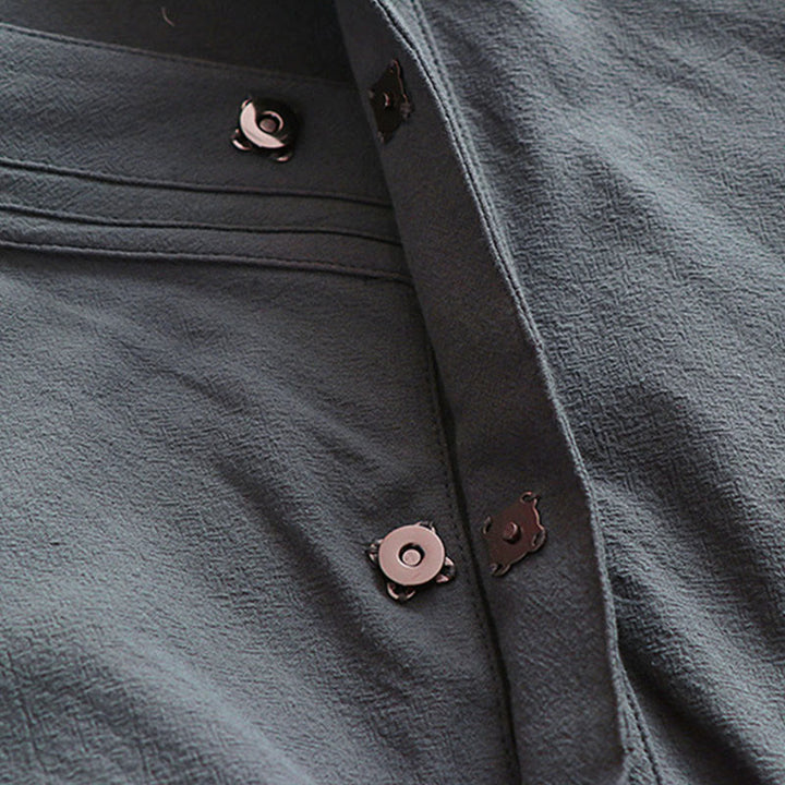 Buddha Stones 2 szt. Jesienny, jednolity, długi rękaw, męski taoistyczny szlafrok, sznurowany kimono, bezrękawnik, strój na ceremonię Qigong - image 11