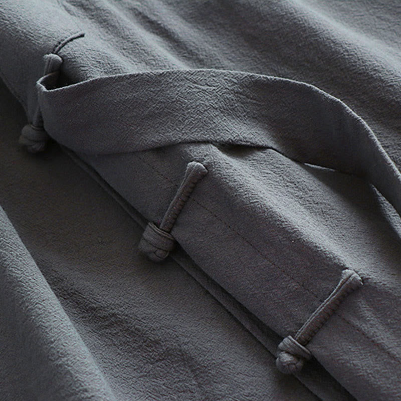 Buddha Stones 2 szt. Jesienny, jednolity, długi rękaw, męski taoistyczny szlafrok, sznurowany kimono, bezrękawnik, strój na ceremonię Qigong - image 12