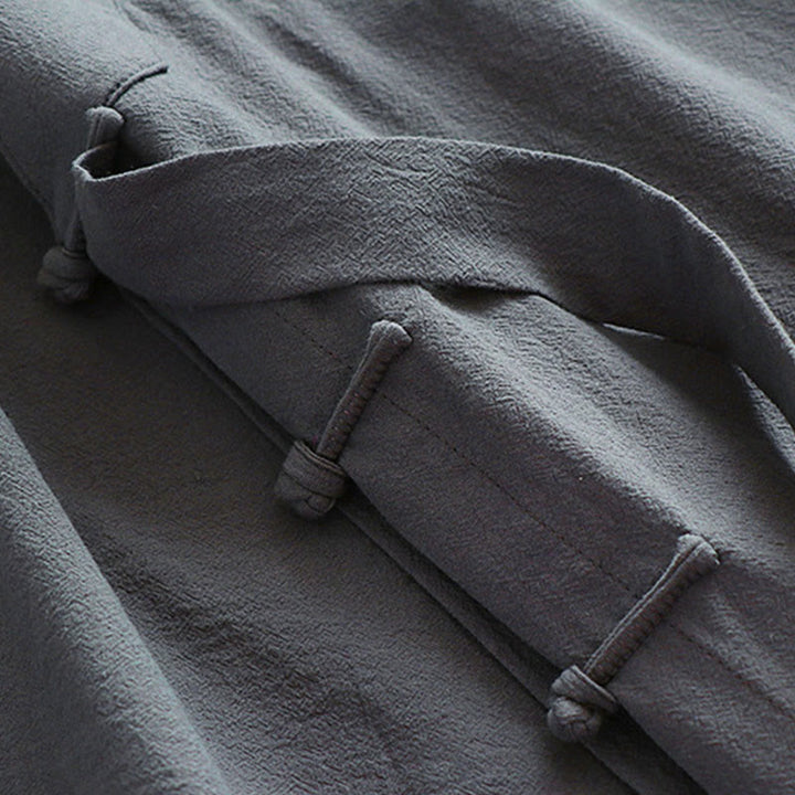 Buddha Stones 2 szt. Jesienny, jednolity, długi rękaw, męski taoistyczny szlafrok, sznurowany kimono, bezrękawnik, strój na ceremonię Qigong - image 12