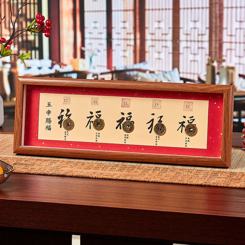 Buddha Stones, Postać Fu, Monety Pięciu Cesarzy, Szczęśliwa Fortuna, Ramka na Zdjęcia, Ozdoba Wystrój Domu - Styl 2 - Płyta pilśniowa średniej gęstości (13*40*4 cm) - image 2