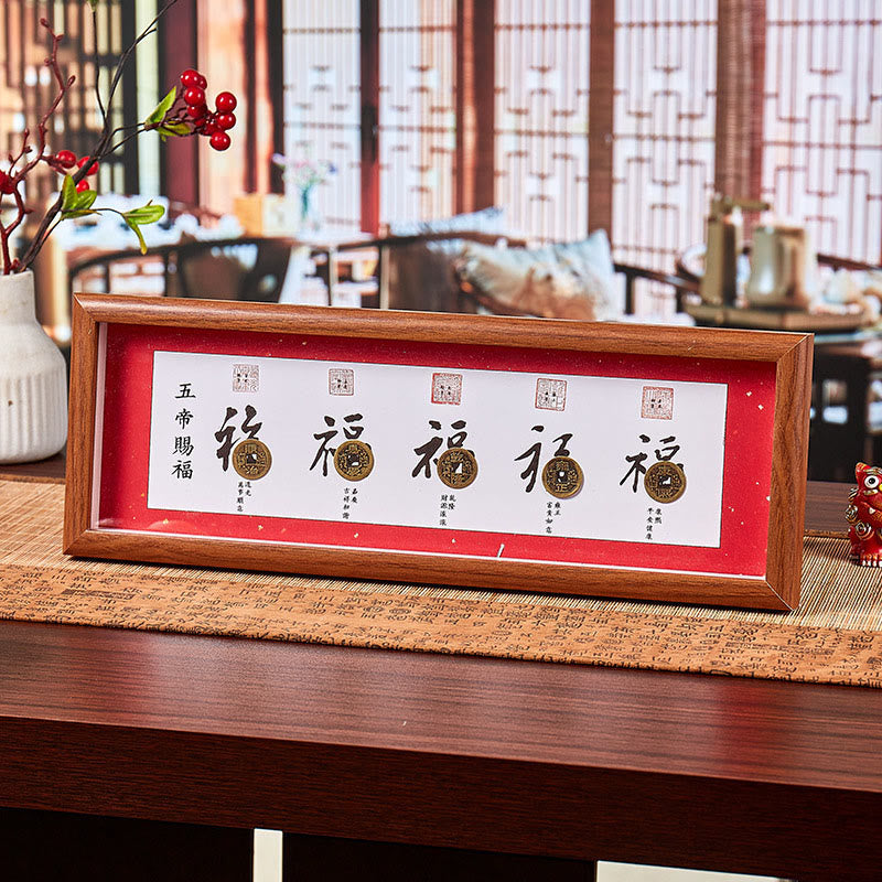 Buddha Stones, Postać Fu, Monety Pięciu Cesarzy, Szczęśliwa Fortuna, Ramka na Zdjęcia, Ozdoba Wystrój Domu - Styl4 - Płyta pilśniowa średniej gęstości (13*40*4 cm) - image 7