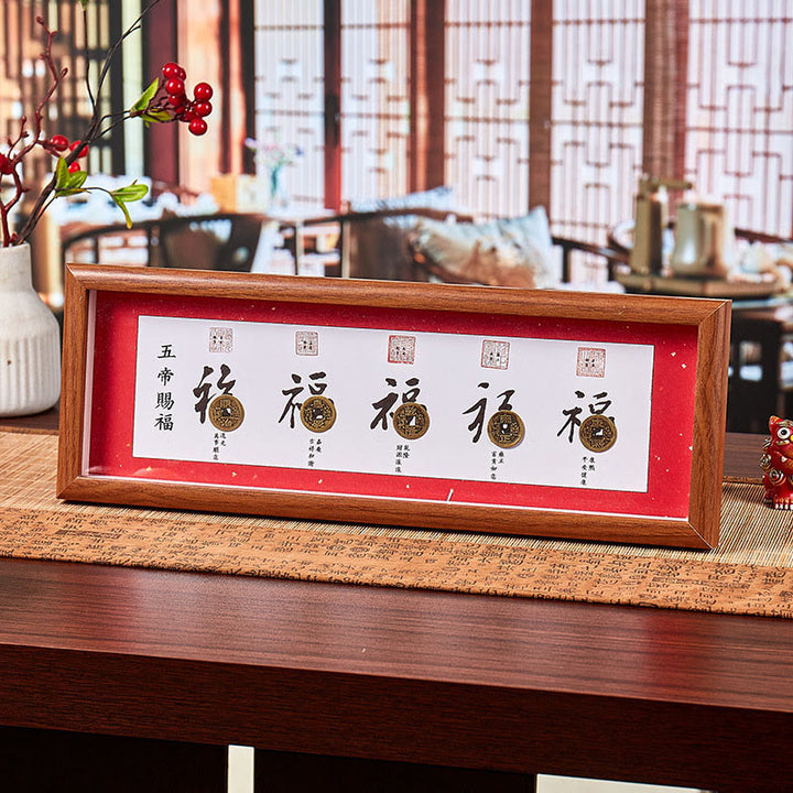 Buddha Stones, Postać Fu, Monety Pięciu Cesarzy, Szczęśliwa Fortuna, Ramka na Zdjęcia, Ozdoba Wystrój Domu - Styl4 - Płyta pilśniowa średniej gęstości (13*40*4 cm) - image 7