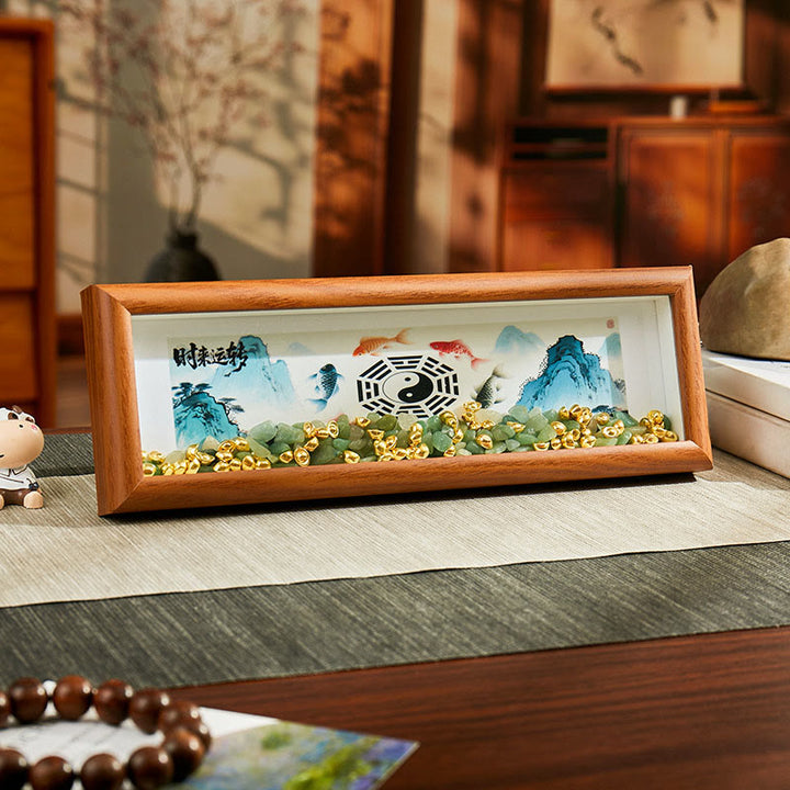Buddha Stones, zielony kryształ Bagua, ryba Koi, symbol Yin Yang, złota sztabka, ramka na zdjęcia, ozdoba do domu - Styl 1 - Płyta pilśniowa średniej gęstości (9*30*4 cm) - image 0