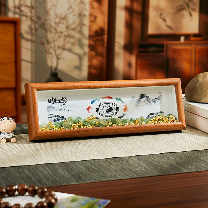 Buddha Stones, zielony kryształ Bagua, ryba Koi, symbol Yin Yang, złota sztabka, ramka na zdjęcia, ozdoba do domu - Styl3 - Płyta pilśniowa średniej gęstości (9*30*4 cm) - image 2