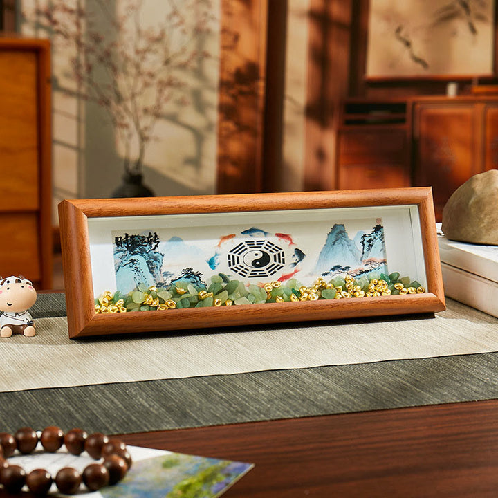 Buddha Stones, zielony kryształ Bagua, ryba Koi, symbol Yin Yang, złota sztabka, ramka na zdjęcia, ozdoba do domu - Styl4 - Płyta pilśniowa średniej gęstości (9*30*4 cm) - image 3