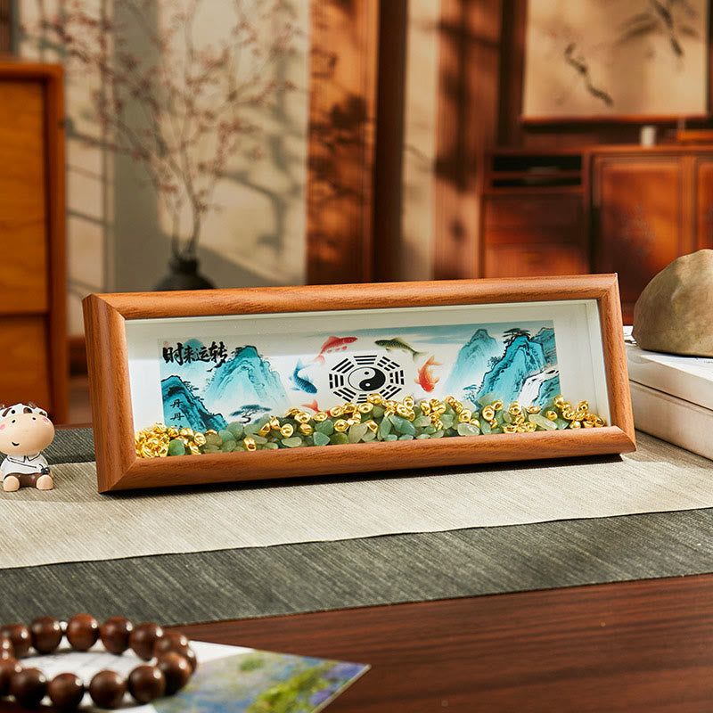 Buddha Stones, zielony kryształ Bagua, ryba Koi, symbol Yin Yang, złota sztabka, ramka na zdjęcia, ozdoba do domu - Styl5 - Płyta pilśniowa średniej gęstości (9*30*4 cm) - image 4