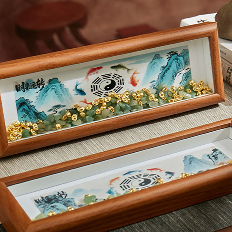 Buddha Stones, zielony kryształ Bagua, ryba Koi, symbol Yin Yang, złota sztabka, ramka na zdjęcia, ozdoba do domu - image 16