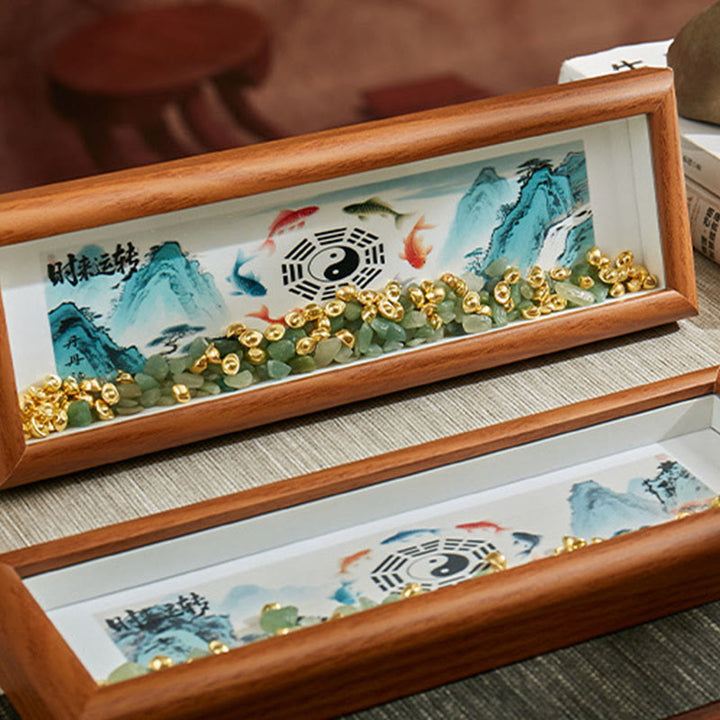 Buddha Stones, zielony kryształ Bagua, ryba Koi, symbol Yin Yang, złota sztabka, ramka na zdjęcia, ozdoba do domu - image 16