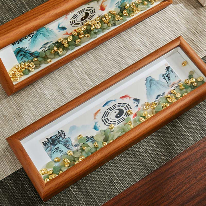 Buddha Stones, zielony kryształ Bagua, ryba Koi, symbol Yin Yang, złota sztabka, ramka na zdjęcia, ozdoba do domu - image 17