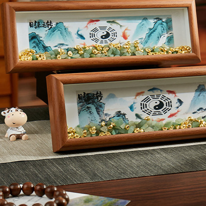 Buddha Stones, zielony kryształ Bagua, ryba Koi, symbol Yin Yang, złota sztabka, ramka na zdjęcia, ozdoba do domu - image 15