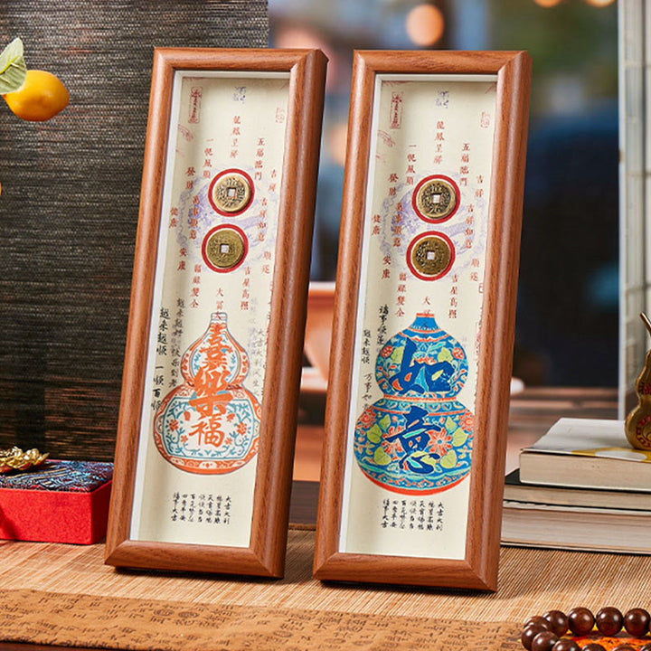 Buddha Stones, Postać Fu, Tykwa, Miedziane Monety, Ramka na Zdjęcia, Ozdoba Wystrój Domu - image 8