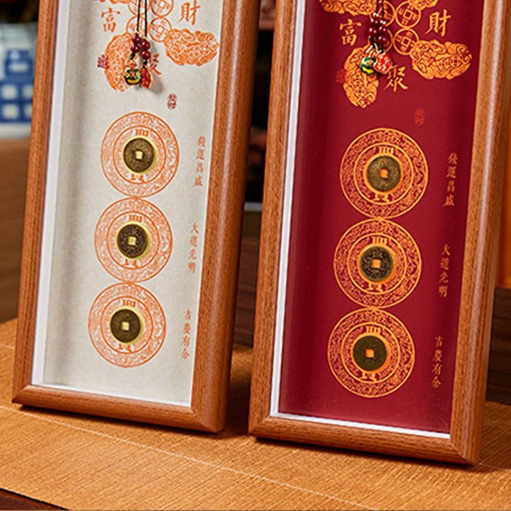 Buddha Stones, monety miedziane, cynober, przyciągają szczęście, ramka na zdjęcia, ozdoba do domu - image 9