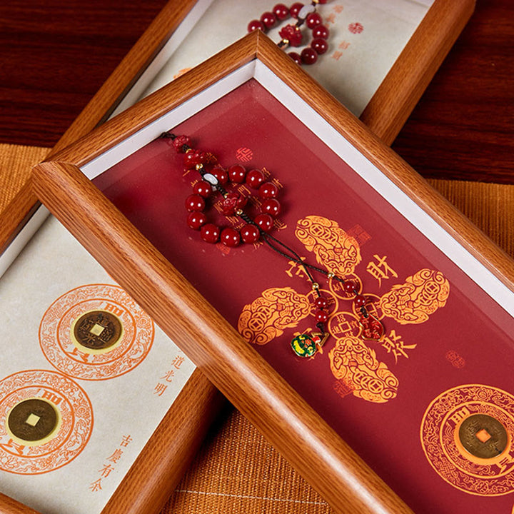 Buddha Stones, monety miedziane, cynober, przyciągają szczęście, ramka na zdjęcia, ozdoba do domu - image 10