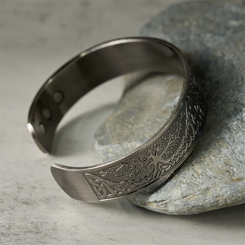 Buddha Stones, Drzewo Życia, Miedziana Bransoletka z Otwartym Mankietem i Równowagą Szczęścia - image 2