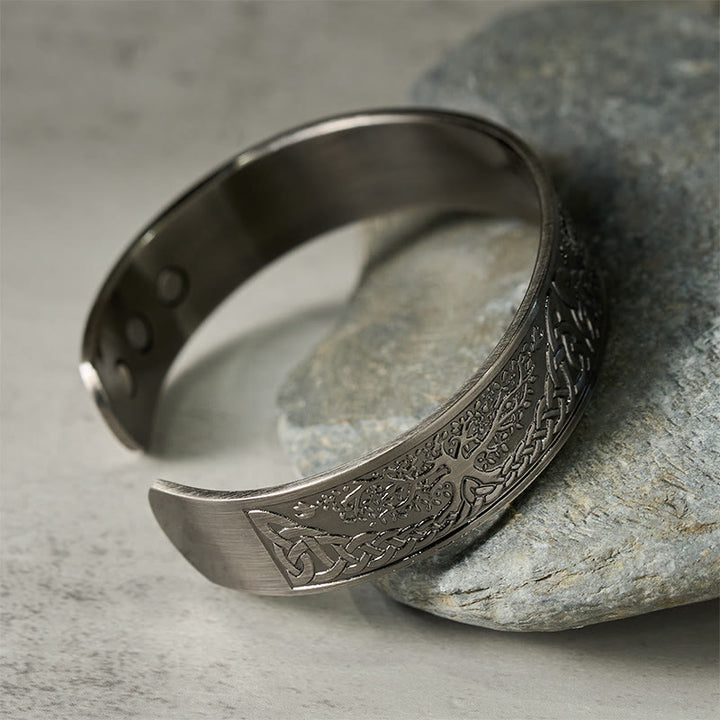 Buddha Stones, Drzewo Życia, Miedziana Bransoletka z Otwartym Mankietem i Równowagą Szczęścia - image 2