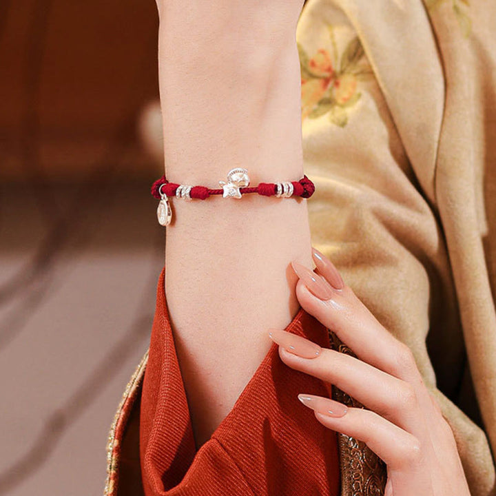 Bransoletka ze sznurka "Rok Konia" z Buddha Stones ze srebra próby 999, symbolizująca wolność - image 4