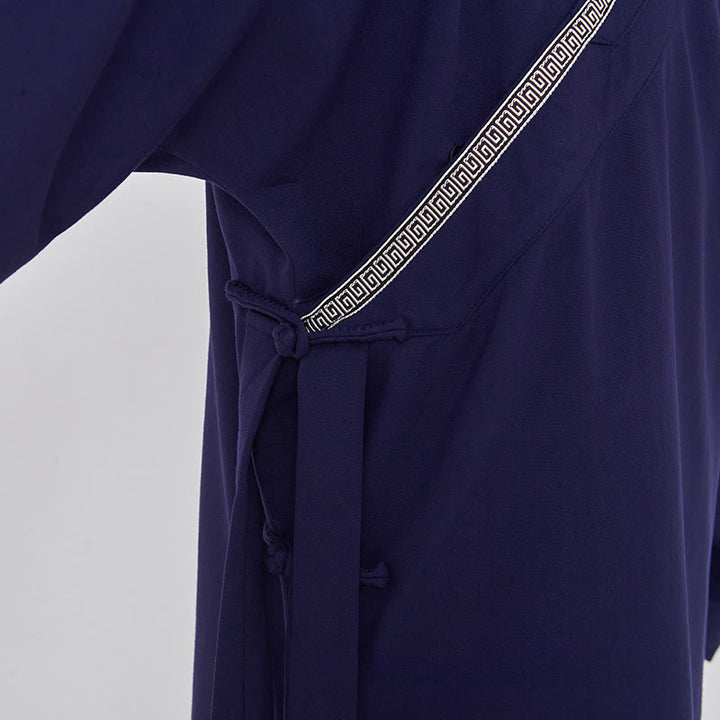 Buddha Stones 2 szt. Wudang Fall Solid Frog-Guzik Długi Rękaw Lniany Unisex Taoistyczny Robe Kimono Spodnie Strój do Ceremonii Qigong - image 8