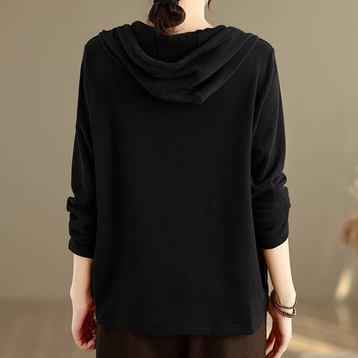 Bluza z kapturem damska z długim rękawem i kapturem "Buddha Stones Winter Solid Color Cotton" z kapturem - image 26