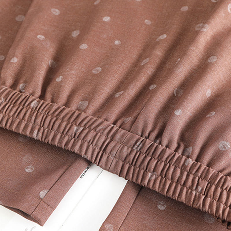 Spodnie damskie z szerokimi nogawkami i kieszeniami, z poliestru, w białe kropki, z motywem Buddha Stones - image 7