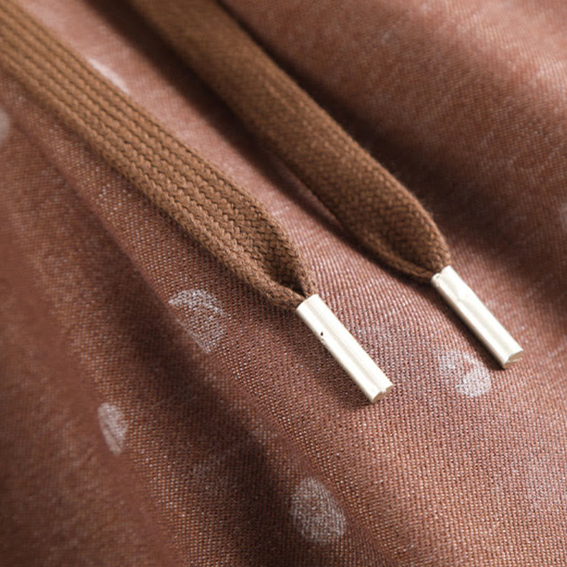 Spodnie damskie z szerokimi nogawkami i kieszeniami, z poliestru, w białe kropki, z motywem Buddha Stones - image 10