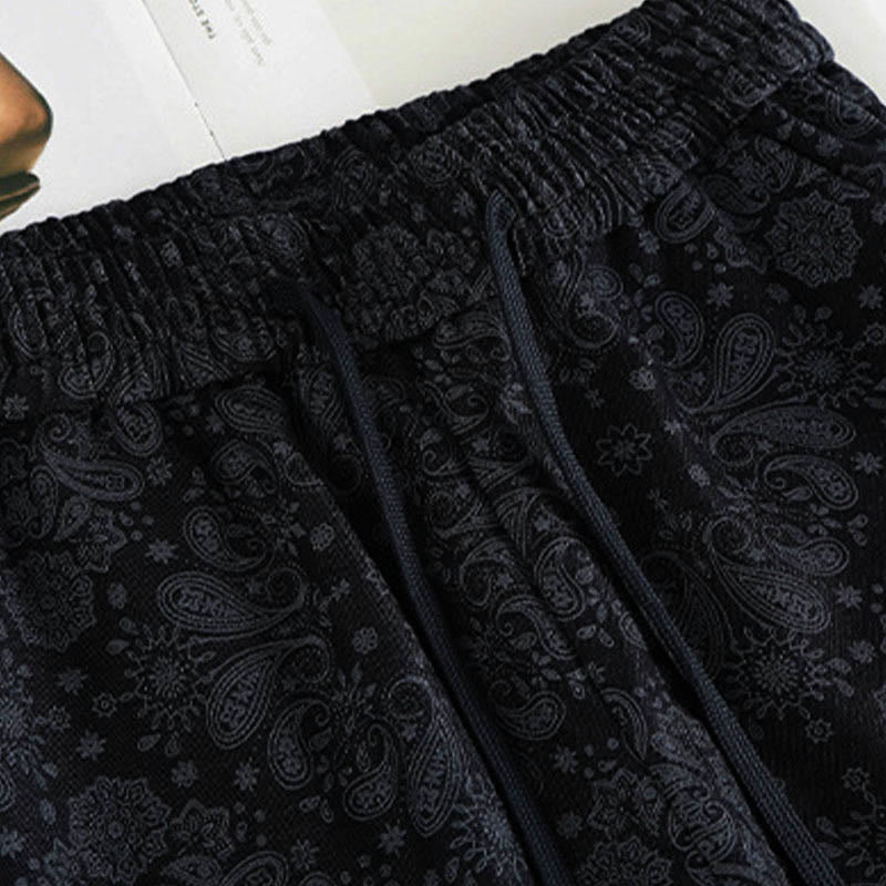 Damskie spodnie z szerokimi nogawkami i kieszeniami, z poliestru, z motywem Buddha Stones, w kwiaty - image 3