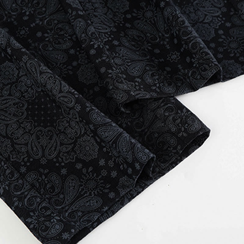 Damskie spodnie z szerokimi nogawkami i kieszeniami, z poliestru, z motywem Buddha Stones, w kwiaty - image 4