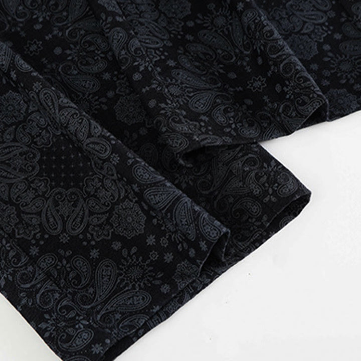 Damskie spodnie z szerokimi nogawkami i kieszeniami, z poliestru, z motywem Buddha Stones, w kwiaty - image 4