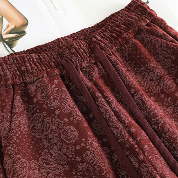 Damskie spodnie z szerokimi nogawkami i kieszeniami, z poliestru, z motywem Buddha Stones, w kwiaty - image 8