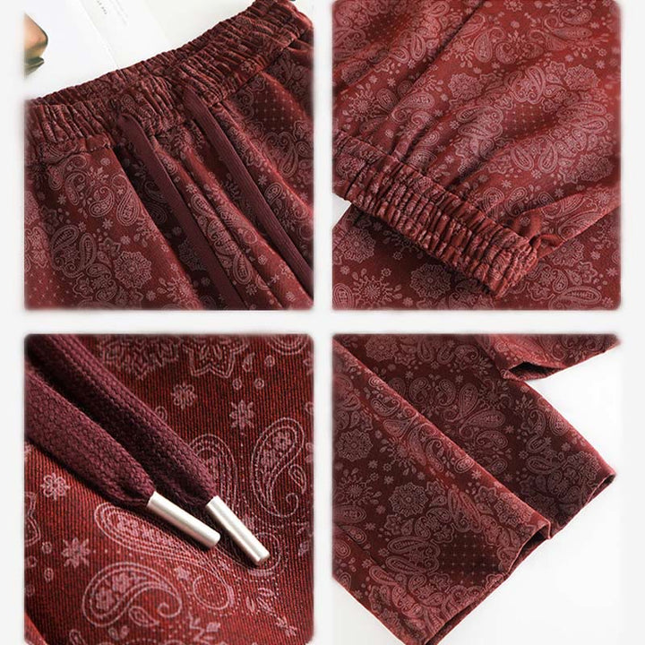 Damskie spodnie z szerokimi nogawkami i kieszeniami, z poliestru, z motywem Buddha Stones, w kwiaty - image 12