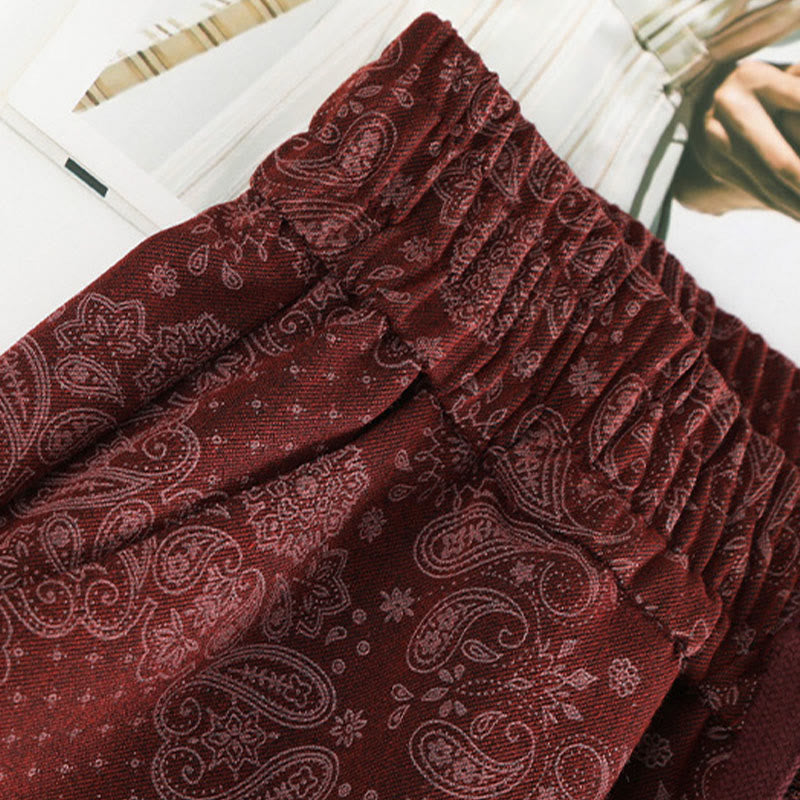 Damskie spodnie z szerokimi nogawkami i kieszeniami, z poliestru, z motywem Buddha Stones, w kwiaty - image 9