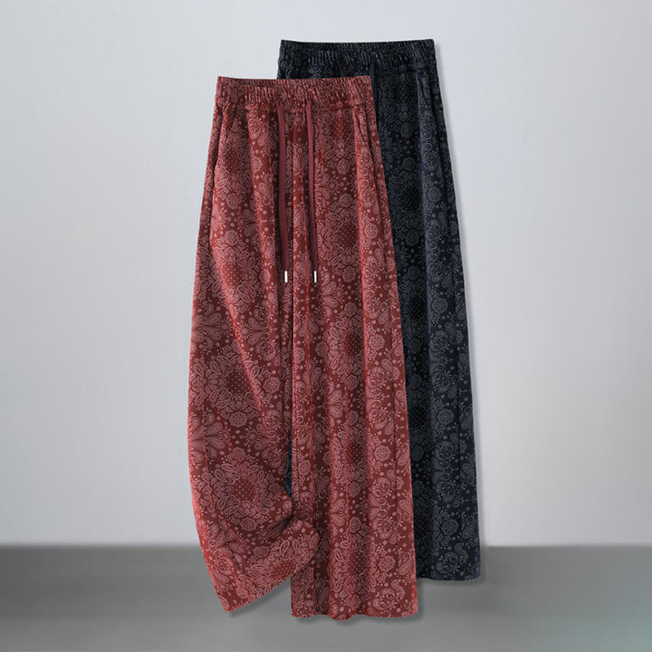 Damskie spodnie z szerokimi nogawkami i kieszeniami, z poliestru, z motywem Buddha Stones, w kwiaty - image 13