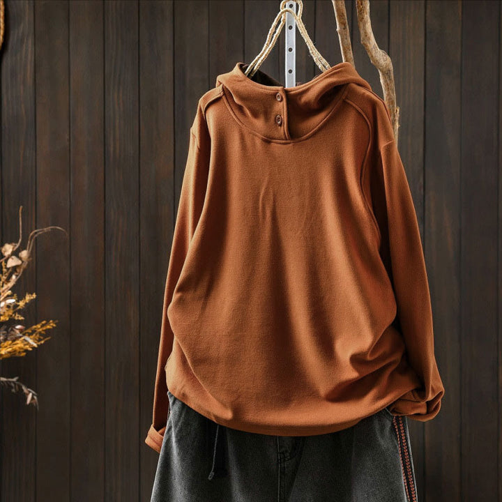 Bluza z kapturem damska z długim rękawem i kapturem "Buddha Stones Winter Solid Color Cotton Thicked" z kapturem - image 1