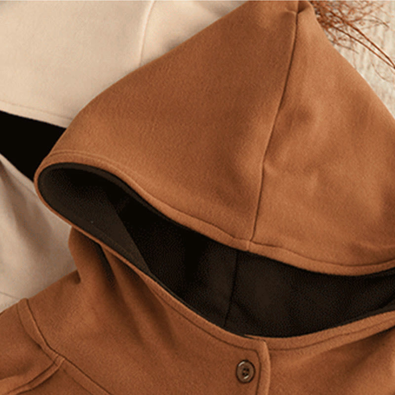 Bluza z kapturem damska z długim rękawem i kapturem "Buddha Stones Winter Solid Color Cotton Thicked" z kapturem - image 3