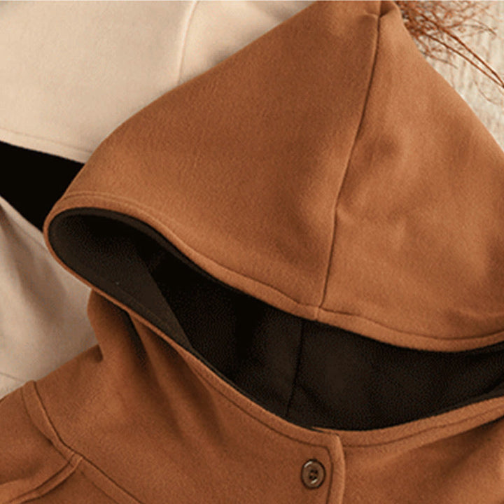 Bluza z kapturem damska z długim rękawem i kapturem "Buddha Stones Winter Solid Color Cotton Thicked" z kapturem - image 3