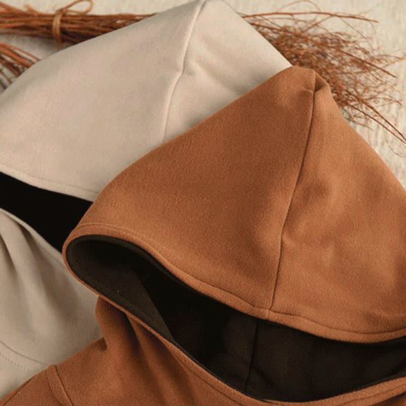 Bluza z kapturem damska z długim rękawem i kapturem "Buddha Stones Winter Solid Color Cotton Thicked" z kapturem - image 18