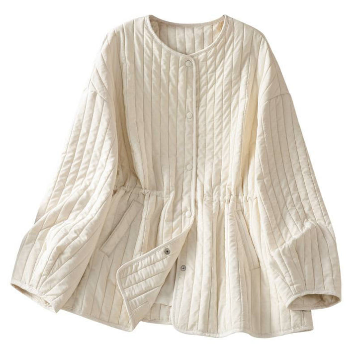 Kurtka damska Buddha Stones z okrągłym dekoltem, ściągaczem, bawełnianą, z długim rękawem i kieszenią - image 22